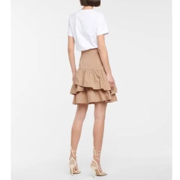 Veronica Beard Jeans Noha Flared Ruffle T-Shirt Mini Dress stretch cotton ruffle - Picture 2 of 11